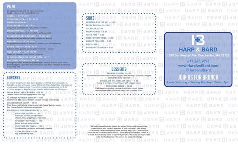 Online Menu of HARP + BARD Restaurant, Dorchester, Massachusetts, 02125 ...