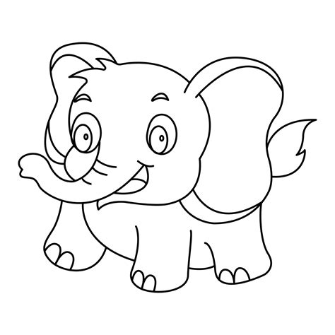 Elephant outline vector cartoon design on transparent background ...