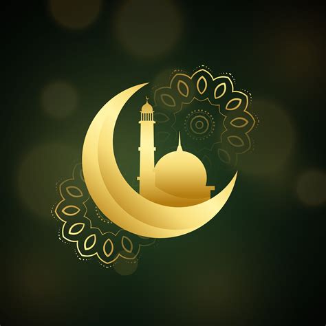 crescent moon with mosque for islamic festival - Download Free Vector ...