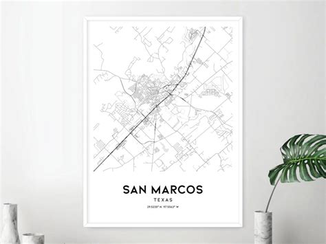 San Marcos Map Print, San Marcos Map Poster Wall Art, Tx City Map ...