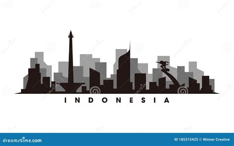 Monas, Skyline, Cityscape, Landmark Building Of Jakarta, Vector ...