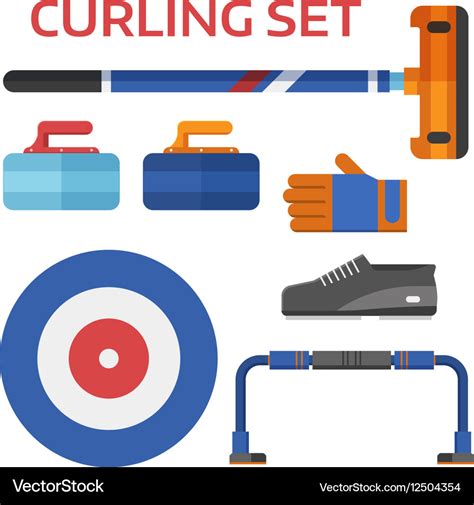 Curling equipment set Royalty Free Vector Image