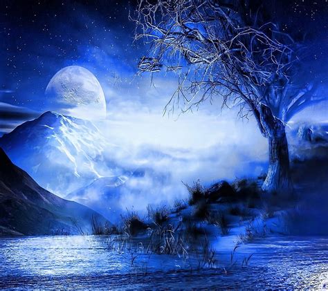 Blue moon, good, landscape, nice, HD wallpaper | Peakpx