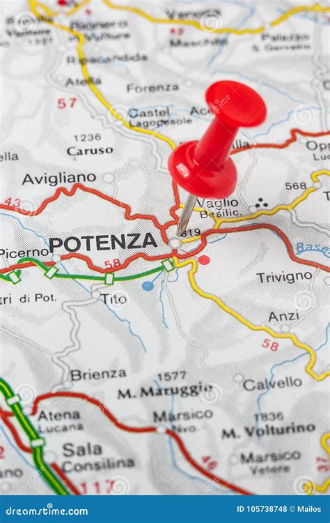 Potenza Pinned On A Map Of Italy Stock Photo | CartoonDealer.com #105738468