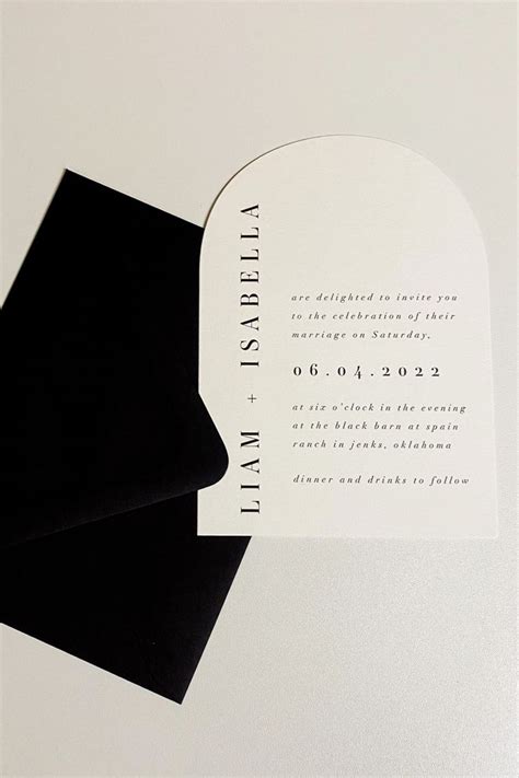 Contemporary Black and White Arch Wedding Invitation | Minimalist ...