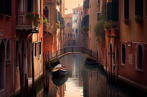 Premium Photo | Canal architecture reflects veneto culture at dusk ...