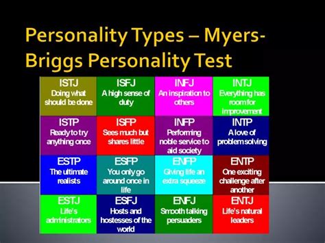 PPT - Personality Types – Myers-Briggs Personality Test PowerPoint ...