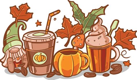 Autumn coffee gnome fall thanksgiving 12596183 Vector Art at Vecteezy