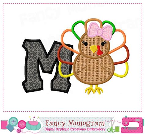 Turkey Alphabet applique Thanksgiving Monograms embroidery | Etsy