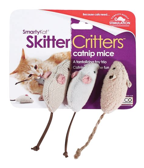 SmartyKat (3 Count) Skitter Critters Catnip Cat Toys - Gray/Cream, 3 ...