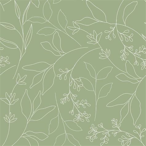 Sage green leaf Wallpaper - Peel and Stick or Non-Pasted