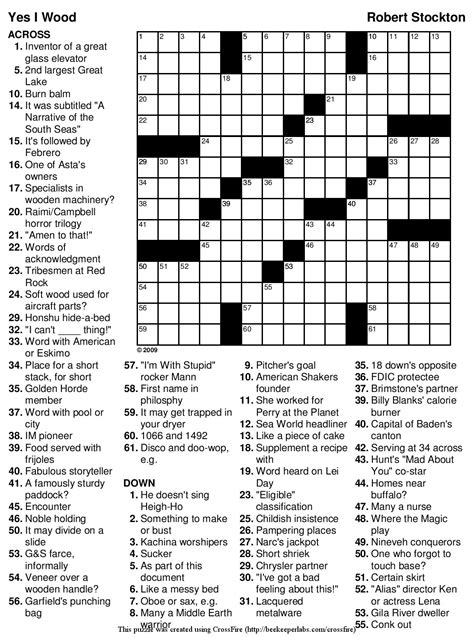 Free Printable Crosswords Easy - Free Printable