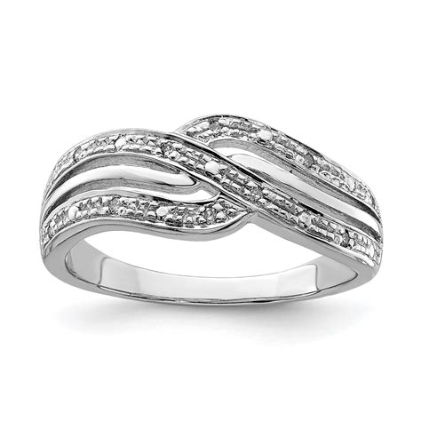 925 Sterling Silver Diamond Band Ring Size 8.00 - Walmart.com