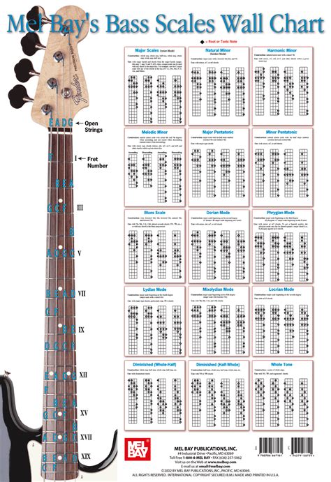 Bass Scales Wall Chart - Gif file Bass Guitar Scales, Bass Guitar Notes ...