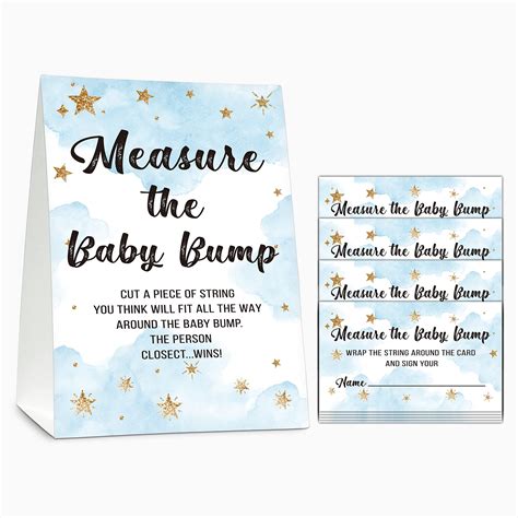 Buy Baby Shower Game Set, Measure The Baby Bump(1 Standing Sign + 50 ...