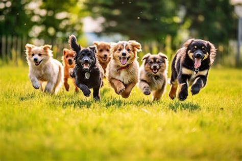 Premium Photo | Happy puppies playing together