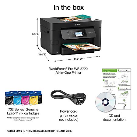 Epson® WorkForce® Pro WF-3720 Wireless Inkjet All-In-One Color Printer