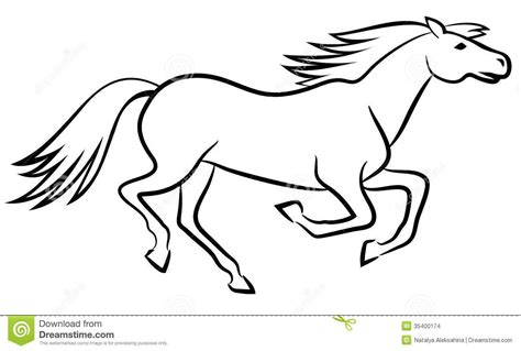 Illustration about Running horse outline - vector illustration ...