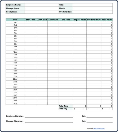 Free Printable Timesheet Templates Excel Word PDF - Fillable Form 2024