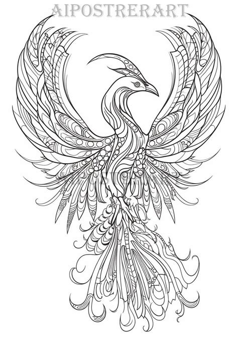 Phoenix Coloring Sheet for Adults Printable Coloring Page Advanced ...