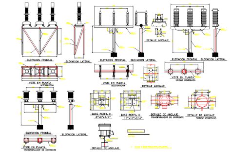 Electrical substation elevation and section layout file | Electrical ...