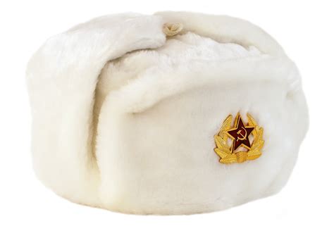 White Ushanka with secret pocket and emblem | Ushanka Store