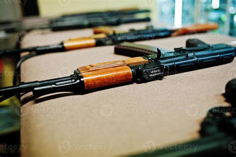 Close up machine guns on shooting range. 10435751 Stock Photo at Vecteezy