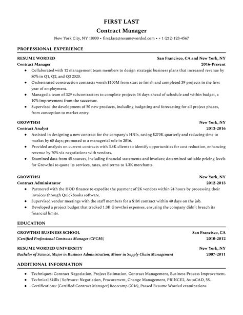 Contract Manager Resume Examples for 2024 | Resume Worded