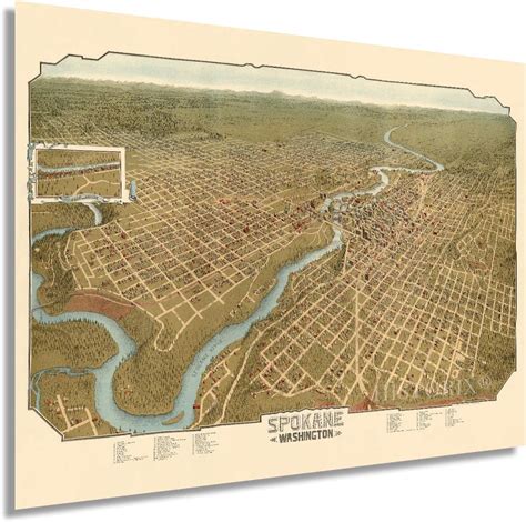 Amazon.com: HISTORIX Vintage 1905 Spokane Washington Map - 18x24 Inch ...