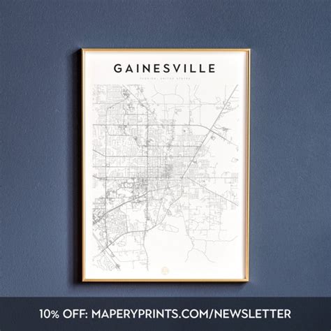 Gainesville Florida Gainesville map Gainesville print | Etsy