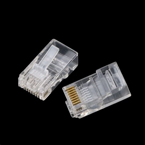 100pcs Crystal 8Pin RJ45 Modular Plug Rj 45 Network Cable Connector ...