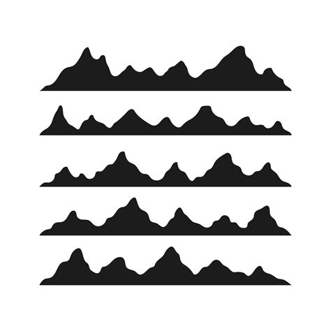 set of black mountain silhouette illustration 10843552 Vector Art at ...