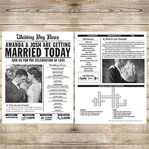 Printed Wedding Newspaper Program Fully Customizable #2795877 - Weddbook