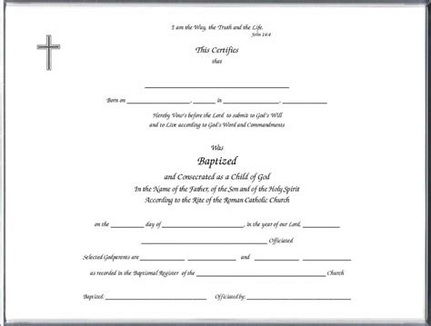 Printable Baptism Certificates Church