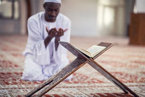 Religious Black Muslim Man Praying Inside the Mosque Stock Photo ...