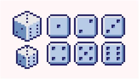 Premium Vector | Dice roll pixel art set. Playing cube sides collection ...