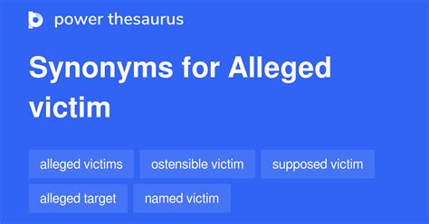 Alleged Victim synonyms - 79 Words and Phrases for Alleged Victim