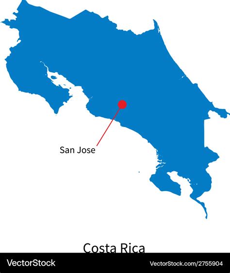 Detailed map of costa rica and capital city san Vector Image