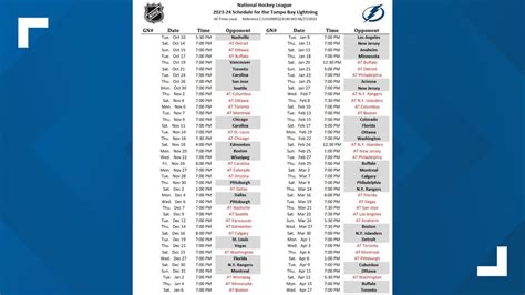 Tampa Bay Lightning 2024 Schedule - Isis Revkah