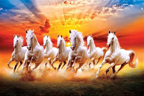 Sunrise With Seven Running Horses Painting Best Horses ...