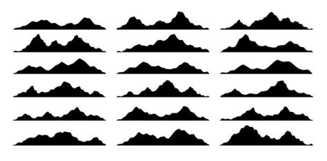 Mountain hill and rock black silhouettes Vector Image