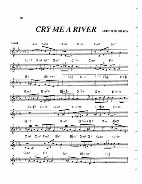 Jazz Standard Realbook chart CRY ME A RIVER | Partituras, Acordes de ...