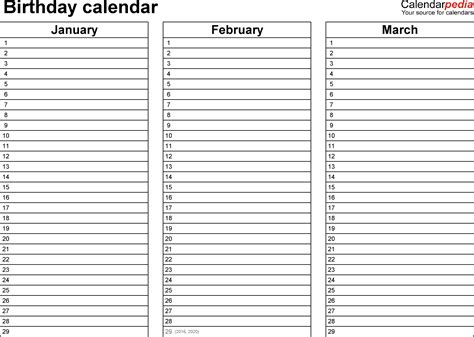 Monthly Calendar List Template | Example Calendar Printable