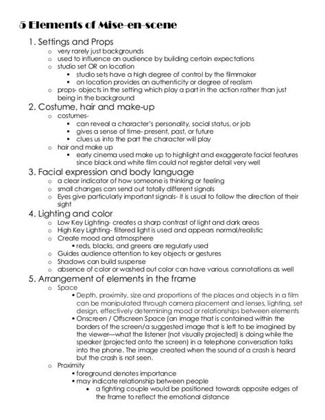 5 elements of mise en scene