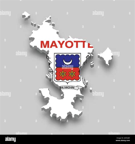 3d isometric Map of Mayotte is a region of France with national flag ...