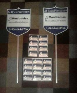 AUTHENTIC MONITRONICS SECURITY ALARM SYSTEM YARD SIGN WARNING SIGN on ...