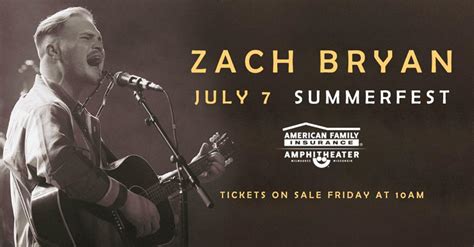 Zach Bryan Headlining Summerfest on July 7 at American Family Insurance ...