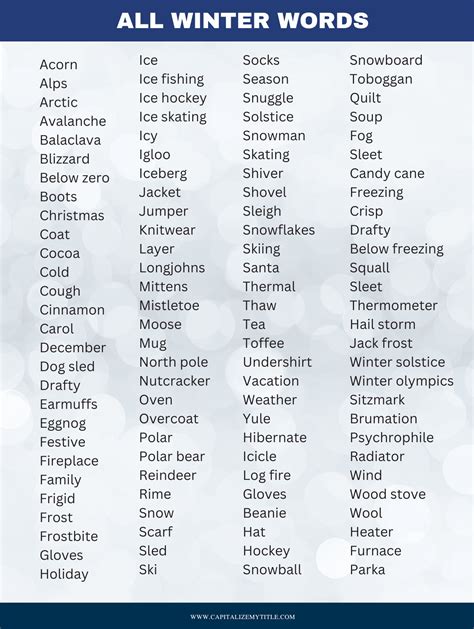 100+ Winter Words: Vocabulary Words for Winter - Capitalize My Title