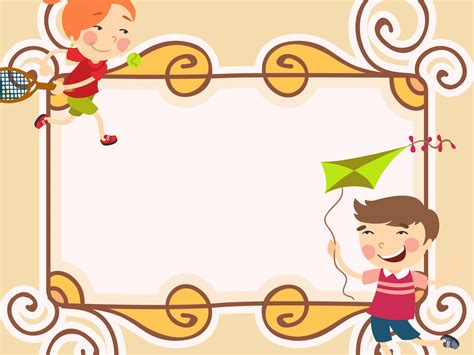 Sweet Cartoon Photo Frame Powerpoint Templates - Border & Frames, Brown ...