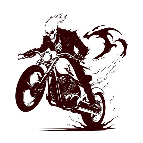 Premium Vector | Ghost rider with burning bike